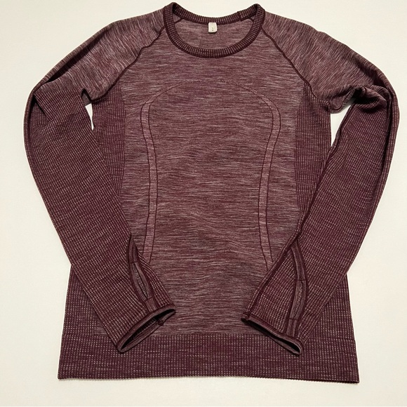 Lululemon Swiftly Wool Pullover Long Sleeve Shirt Dark Adobe/White Size 8 - Picture 5 of 14